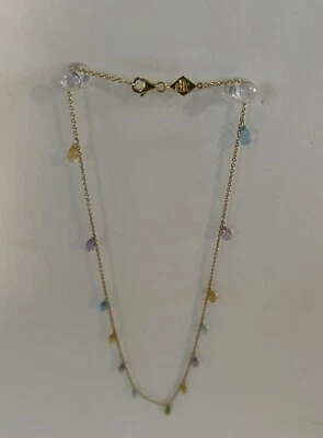 Colar Briolette de Ouro Amarelo 18k 18" dk Peridoto Citrino Ametista Acqumari #6443 - Imagem 1 de 4