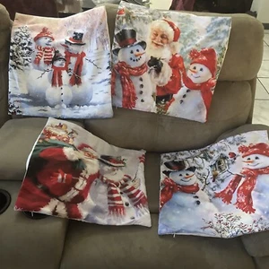 4 Stück Weihnachten Kissenbezüge 17 "x 17" Frohe Weihnachten Dekoration für Kissen - Bild 1 von 13
