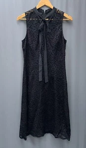 Abito midi Antonio Melani pizzo taglia 6 nero sovrapposizione bordeaux illusione stravagante - Foto 1 di 15