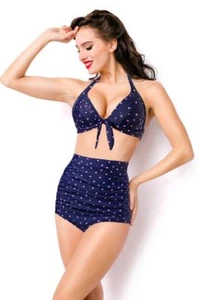 High-Waist vintage Retro 50er Bikini Badeanzug Bademode Beachwear - Picture 1 of 8