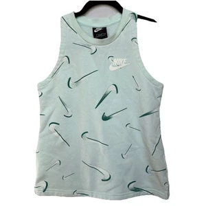 Nike Girls Light Green Slim Fit Sleeveless French Terry Top Sz Large DA1404-394 - Picture 1 of 8