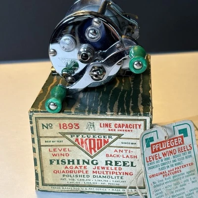 Vintage Pflueger Akron No. Lote de carretes de pesca 1893 Foto 1 de 4