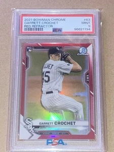 2021 Bowman Chrome Sapphire Garrett Crochet Red #63 - /5 RC Rookie PSA 9 - Picture 1 of 2