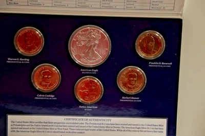 2014 6-Coin U.S. Mint Annual Uncirculated Dollar Set w/ Silver Eagle - Image 1 of 4