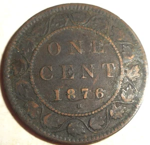 Centavo canadiense 1876-H, bonito cobre de Canadá temprano, ENVÍO GRATIS - Imagen 1 de 2