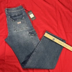 True Religion Baggy Cargo Straight Jeans Women Size 29 Medium Wintry Wash Blue - Picture 1 of 14