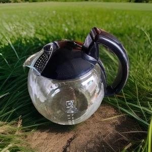 Krups Replacement Clear Glass Carafe Tea Coffee Pot w/ Lid & Handle Black - Picture 1 of 5