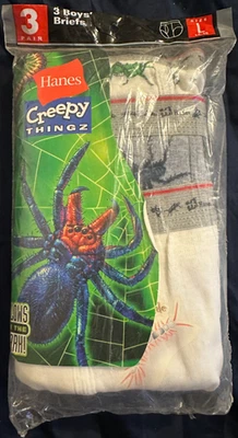 vantage 2002 boys printed briefs creepy thingz hanes size larg 14-16 - Image 1 of 2