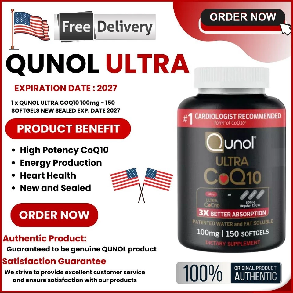 Qunol Ultra CoQ10 100 mg, solúvel em água e gordura 3x melhor absorção, 120 cápsulas gelatinosas - Imagem 1 de 1