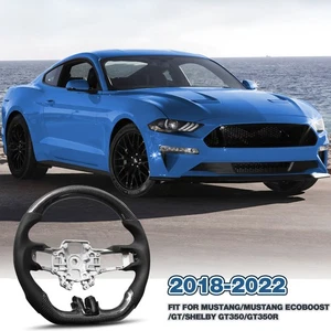 Real Carbon Fiber Steering Wheel For Ford Mustang EcoBoost GT SHELBY 2018-2022 - Picture 1 of 9