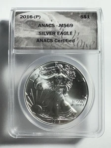 2016 P $1 American Silver Eagle ANACS MS69 - Picture 1 of 2