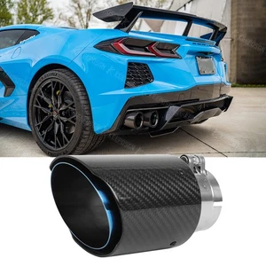 For Chevy Corvette C6 C7 C8 Carbon Fiber Burnt Exhaust Tip Stainless 2.5"to3.5" - Picture 1 of 12