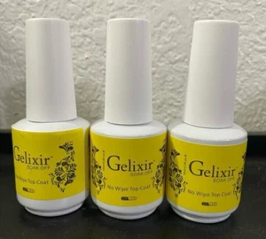3 botellas de gel remojo Gelixir - capa superior sin limpieza 15 ml 0,5 oz - Imagen 1 de 1