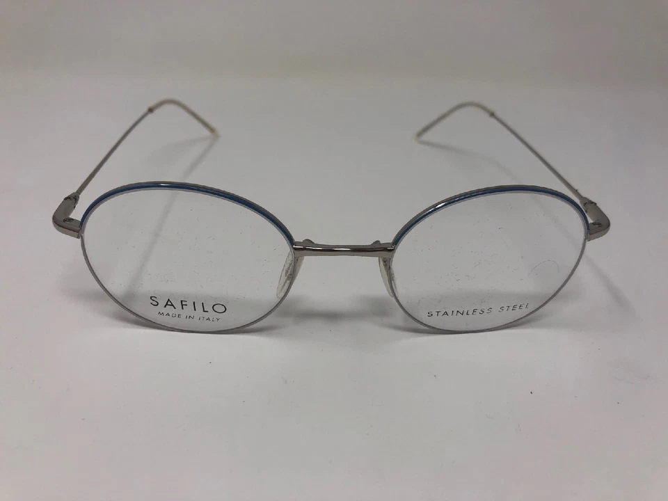 SAFILO Eyeglasses ITALY Frame  LINEA 47-21-145 Silver Blue Sleek Thin 8625 - Image 1 of 4