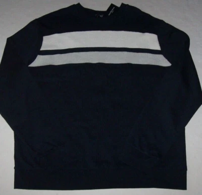 Nuevo con etiquetas Suéter Saks Fifth Avenue Moderno $188 AZUL MARINO/BLANCO/GRIS Colorblock Para Hombre XXL Foto 1 de 3