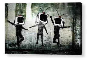 BANKSY ""TV KÖPFE"" IKONISCHER REPRO LEINWAND BOX DRUCK A4, A3, A2, A1 - Bild 1 von 3
