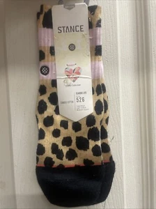 Stance Girls Feline Leopard & Pink Cushion Support Crew Socks - Youth Small 7-10 - Picture 1 of 5