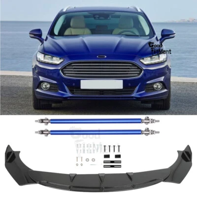 For Ford Mondeo 2.0L Black Car Front Bumper Lip Splitter Spoiler+Strut Rods Blue - image 1 of 4