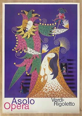 1981 Verdi: Rigoletto Asolo Opera Guild Poster Alex Steinweiss Sarasota Original - Image 1 of 3