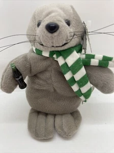 Coca Cola Coke Gray Manatee With Scarf Bean Bag Plush Stuffed Toy Vintage 1997 - Picture 1 of 13
