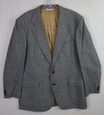 Patrick James Camel Hair Sport Coat Suit Jacket 44R Vintage Gray Leather Buttons - Image 1 of 4