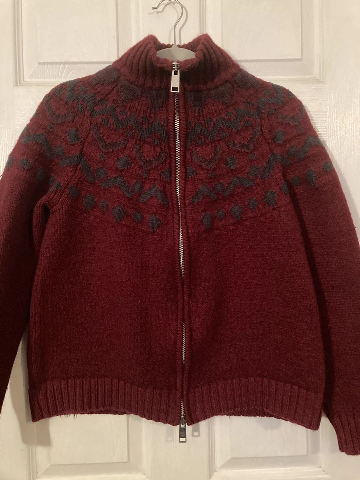 Armani Exchange Burgundy  Zipper Sweater Mens Size Medium Knit Heavy Wool Blend - Image 1 of 4