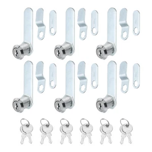 3/4 Inch Cabinet Locks with Keys, 6 Pack Zinc Alloy Cam Lock, Silver - Picture 1 of 8