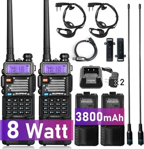 Long Range Walkie Talkie 100 Mile Two Way Radio Charge Headset Waterproof 2 PACK - Picture 1 of 8