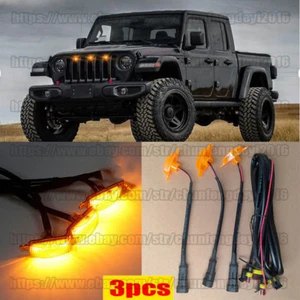 Rejilla delantera amarilla 3 piezas LED ámbar luz estilo Raptor para Jeep Gladiator JT ámbar - Imagen 1 de 12