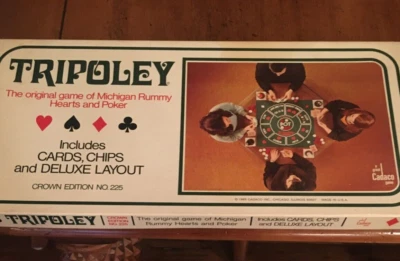 Cadaco 1969 Tripoley Michigan Rummy Hearts and Poker Deluxe Board Game Complete - Image 1 of 4
