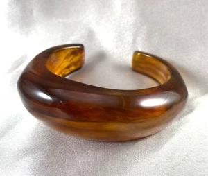 Lucite Open Cuff Bracelet Brown Monet Irregular Shape Vintage Mid Century Modern - Picture 1 of 7