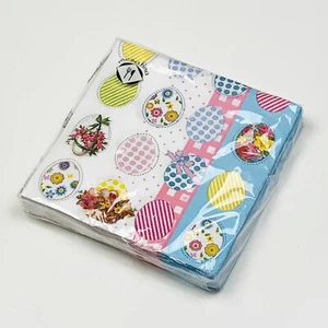 Colorful Floral Dot Striped Easter Eggs 20 Triple-Ply Paper Luncheon Napkins - Picture 1 of 1