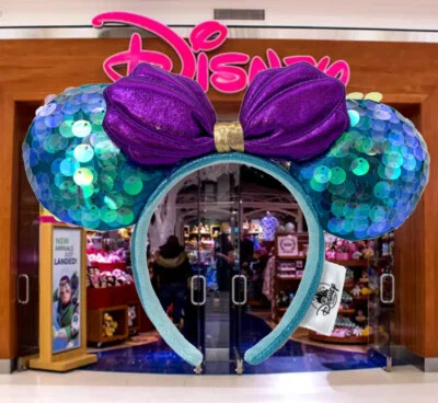 Diadema Disney Parks Little Mermaid Ariel púrpura Mickey Mouse orejas de Minnie EE. UU. Foto 1 de 4