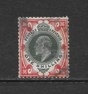 GREAT BRITAIN SCOTT 138a USED FINE- 1911 1sh SCR & DK GRN - EDWARD VII ISSUE (H) - Picture 1 of 2