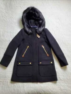 NEU DAMEN J CREW CHATEAU PARKA IN ITALIENISCHEM STADIUM TUCH WOLLMANTEL SCHWARZ - Bild 1 von 10