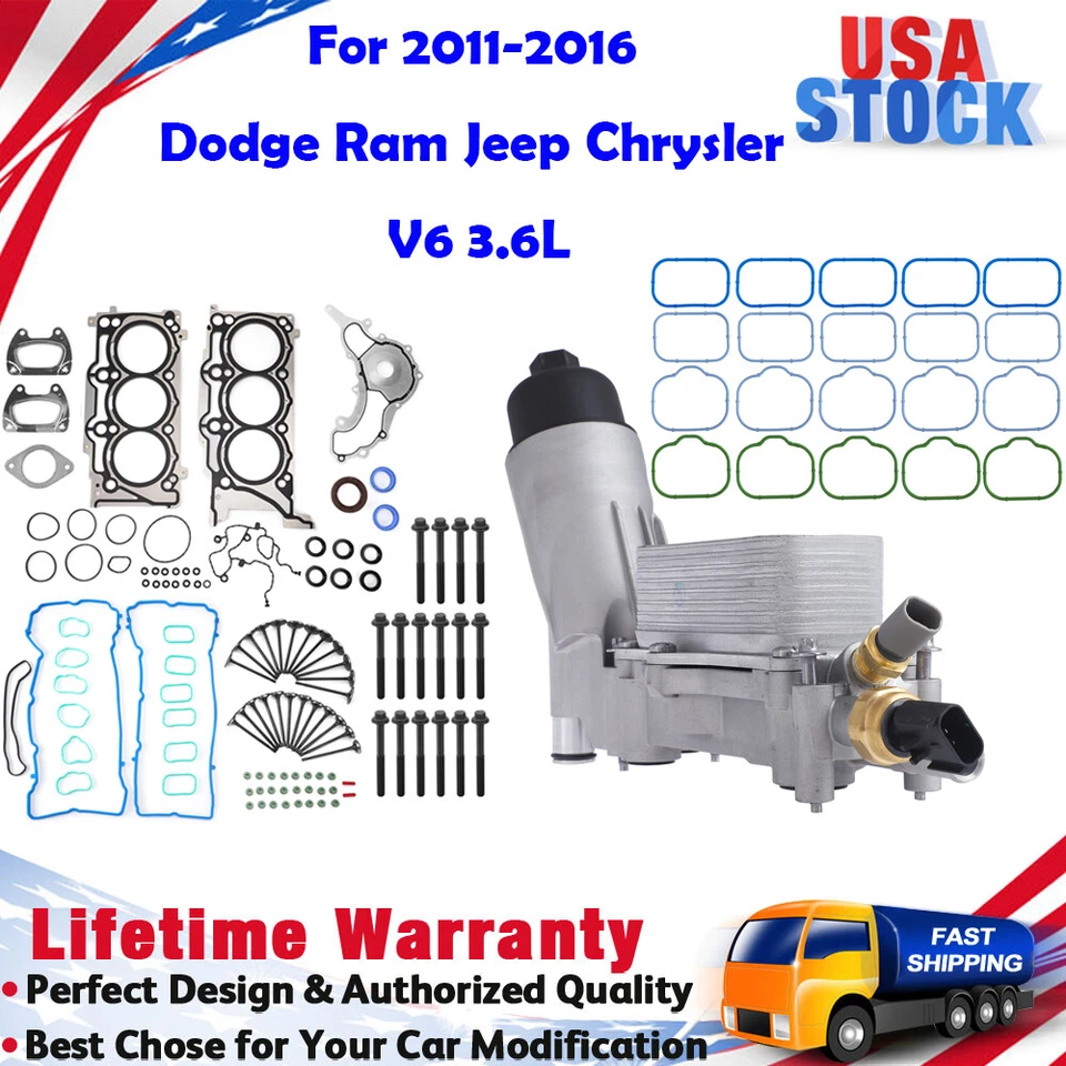 Kit de junta de cabeça e carcaça de filtro de óleo de alumínio para 2011-2015 Dodge Durango 3.6L MLS - Imagem 1 de 4