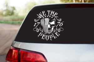 We The People 1776 USA Flag Skull Premium Waterproof Vinyl Decal - Picture 1 of 3