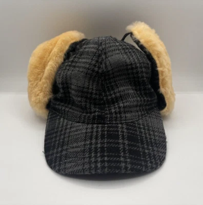 Woolrich Heritage 格子剪羊毛耳扣帽子灰色 M 码 — 第 1/3 张图片