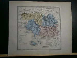 Grande carte 44 cm X 36 cm couleur 1878: Morbihan - Picture 1 of 3