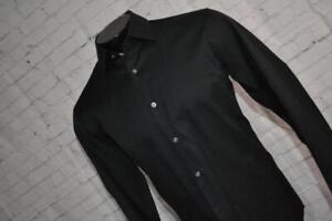 42564-a Boss Hugo Boss Dress Shirt French Cuffs Black Cotton Size Large Mens