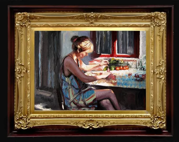 Print on Canvas of Oil Painting Arseni ~ MANICURE 11" X 8" NO FRAME UK