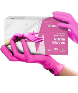 Fuchsia Hot Pink Nitrile Disposable Gloves - 50 Count - 3 Mil Nitrile Gloves XS - Picture 1 of 1