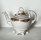Antique Victorian, Teapot Decorated With Hand Painted Gilded Pattern