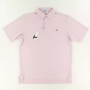 Genteal Pinstripe Embroidered Stretch Polyester Polo Shirt Luau Men's L - Picture 1 of 8
