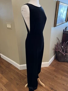 American Apparel Sz L Wide Leg Sleeveless Velvet Jumpsuit Black NWT Original 72$ - Picture 1 of 17