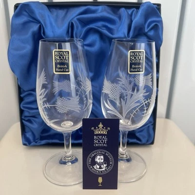 Royal Scot Edinburgh Crystal Flower Scotland Thistle Whisky Glasses Please Read. - Image 1 of 4
