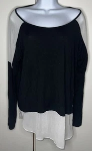 a.n.a Faux Lagenlook schwarzes Top Shirt oder weiße Bluse Langarm Größe EX-Large. - Bild 1 von 3