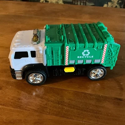 Toy Garbage Truck Recycle Truck Green White Black Wheels - Image 1 of 4