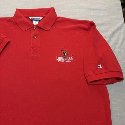 Camisa polo masculina de futebol Champion Louisville Cardinals GG vermelha vestuário autêntico - Imagem 1 de 4