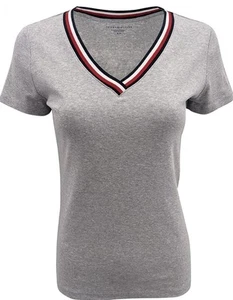 Tommy Hilfiger Gray V-Neck T-Shirt Women's XXL - Tops - Picture 1 of 1